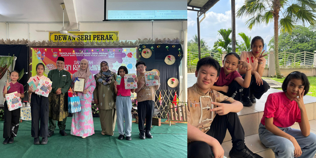 学生们代表学校去中学开斋节庆典表演！